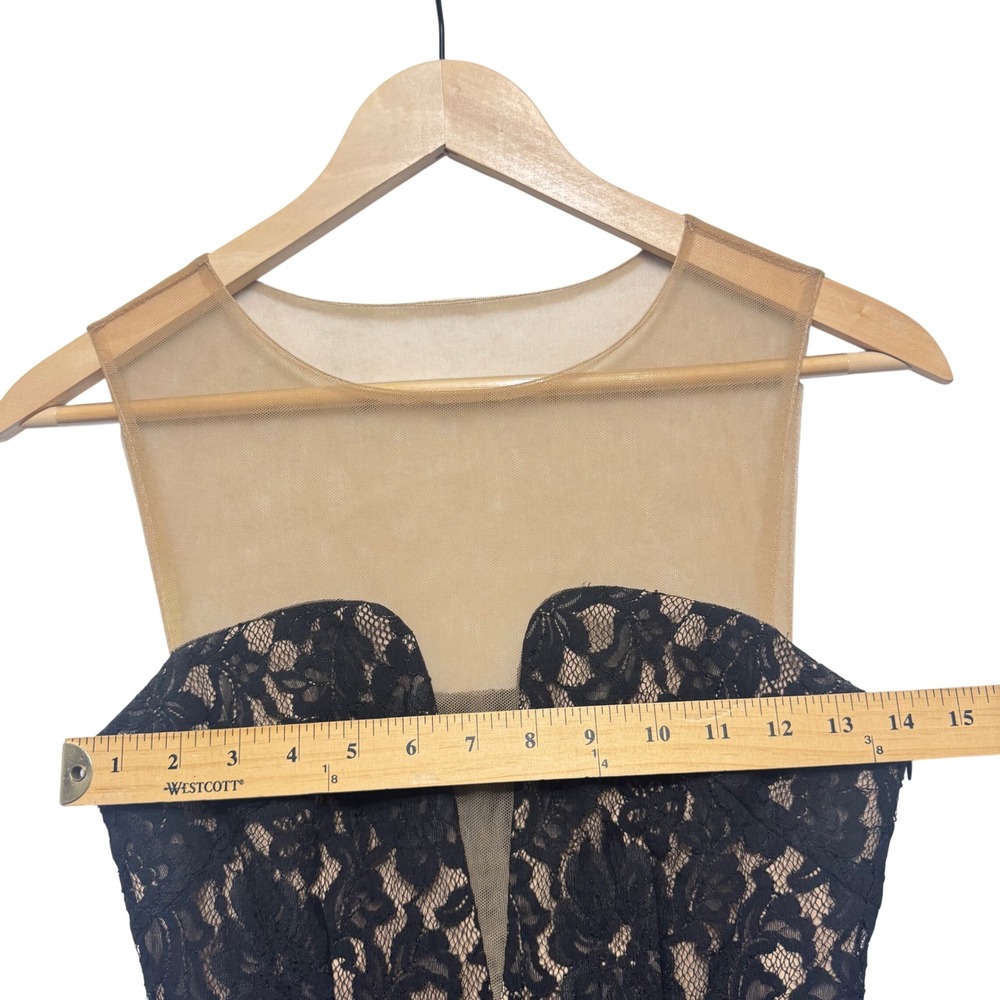 Bailey 44 Lace Midi Dress Womens 0 Black Nude Sweetheart Illusion Mesh - Picture 8 of 14